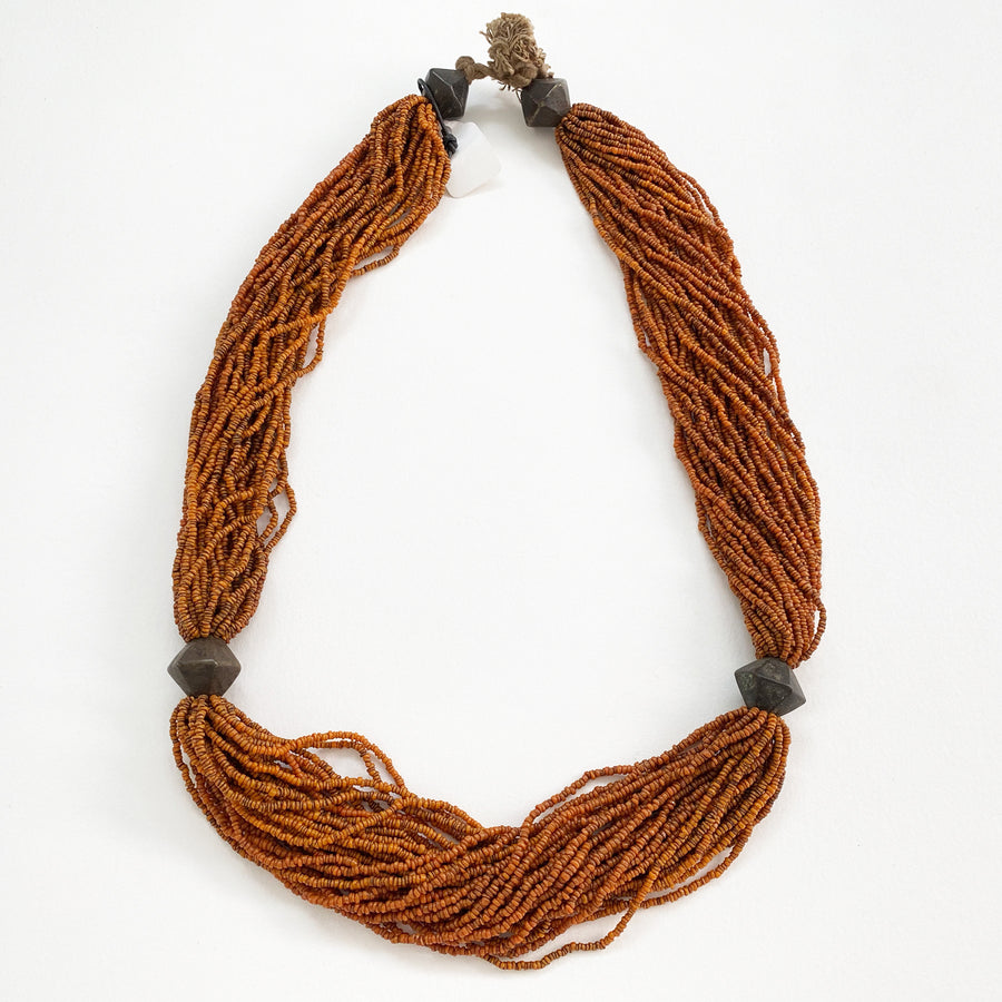 Multi-strand glass beaded necklace (101_IND_002j)
