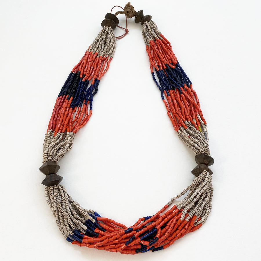 Multi-strand glass beaded necklace (103_IND_006j)