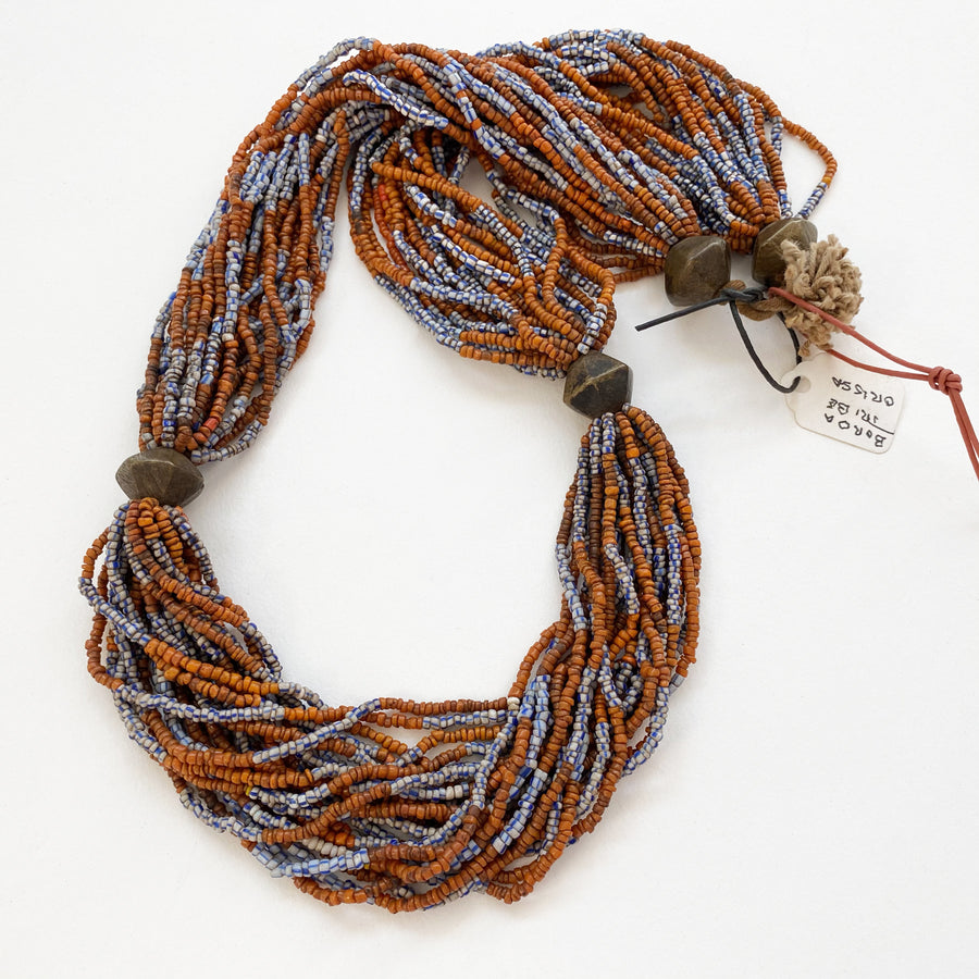 Multi-strand glass beaded necklace (103_IND_009j)