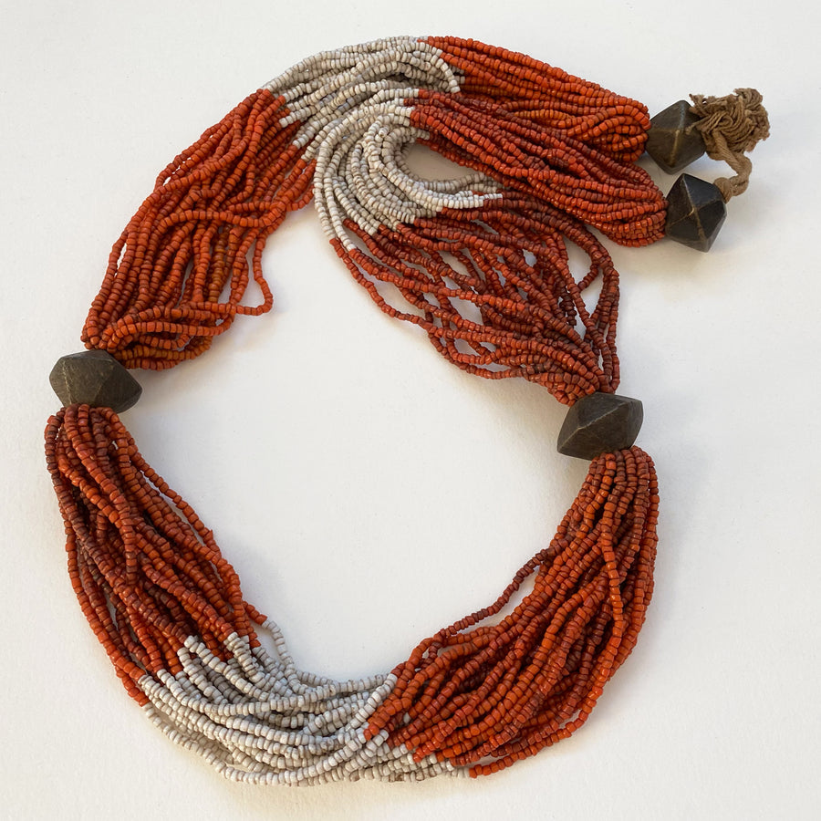 Multi-strand glass beaded necklace (106_IND_007j)