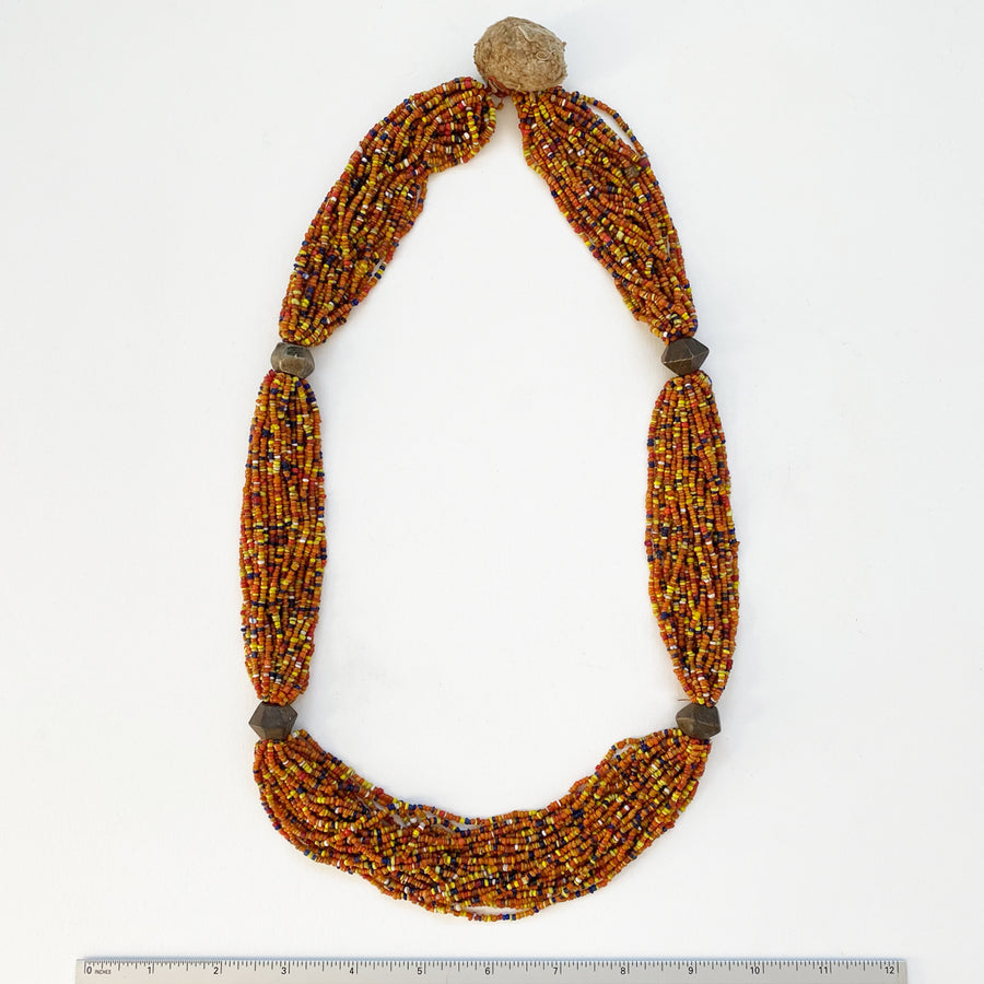 Multi-strand glass beaded necklace (106_IND_008j)