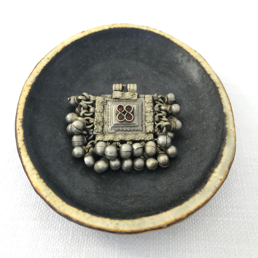 Coin Silver Kuchi Pendant with Inset Glass 