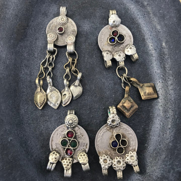 Coin Silver Kuchi Pendant with Inset Glass 