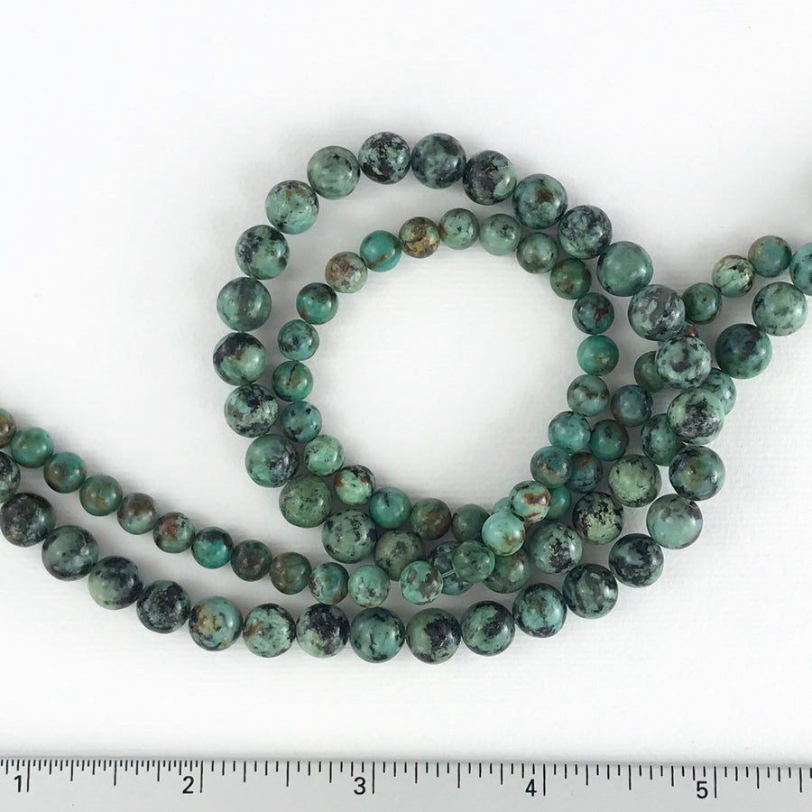 African Turquoise Round Bead Strand (AFT-G002)
