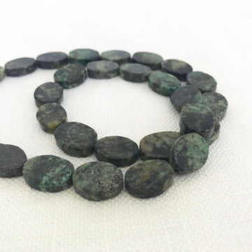 African Turquoise Flat oval Bead Strand (AFT_003)
