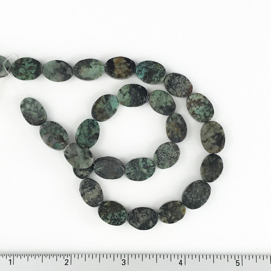 African Turquoise Flat oval Bead Strand (AFT_003)