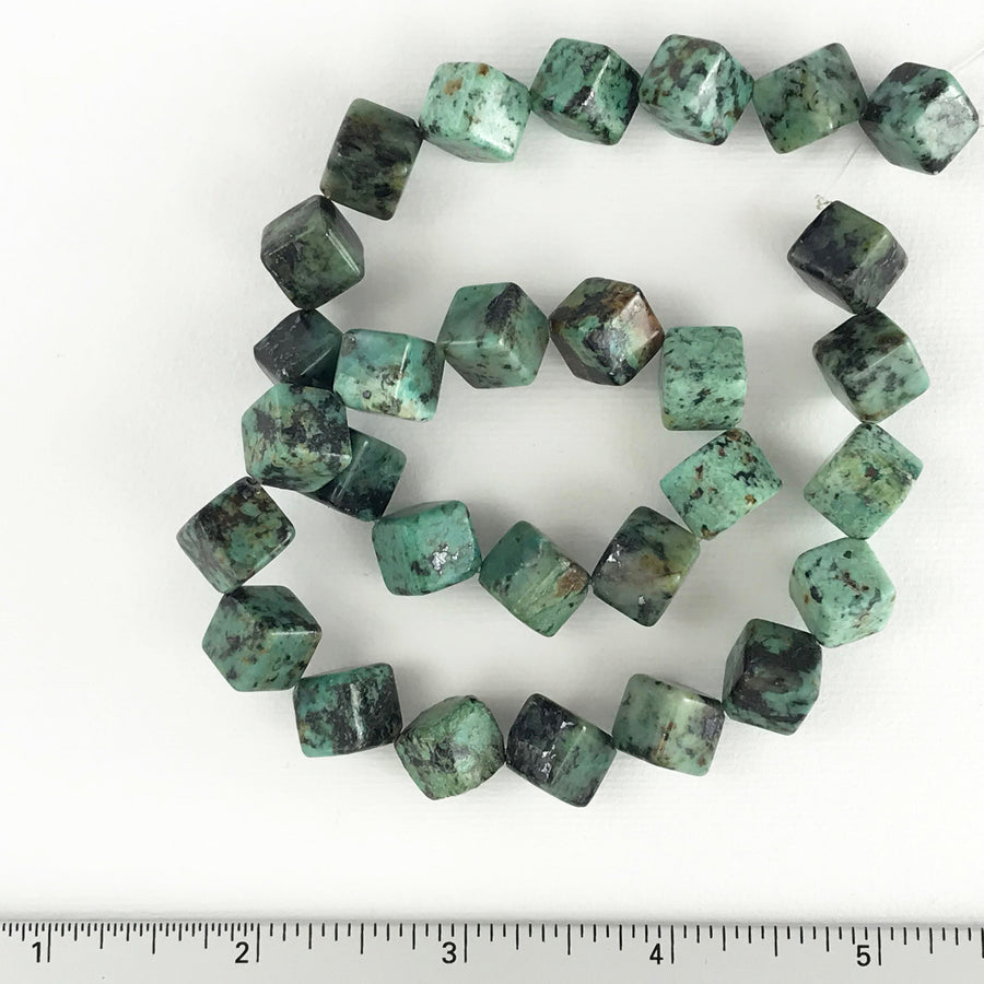 African Turquoise Cube Bead Strand (AFT_004)