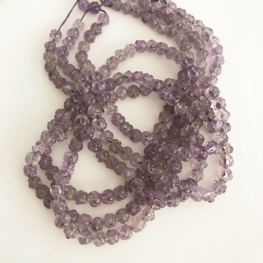 Cape Amethyst Carved Round Bead Strand (AMC_003)