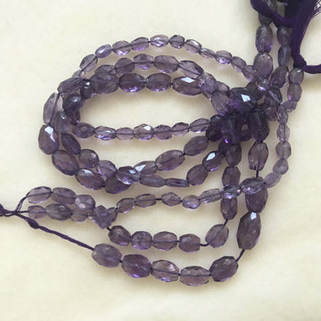 Amethyst Faceted Flat oval Bead Strand (AME-G036)