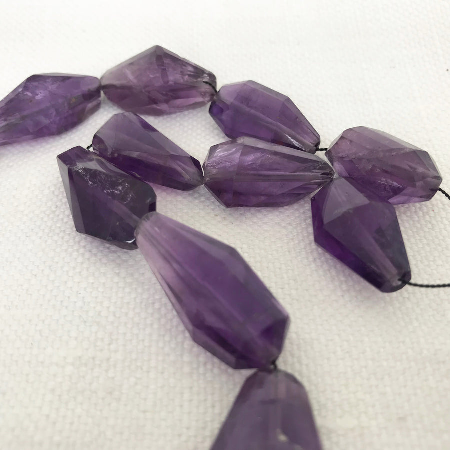 Amethyst Faceted Nugget Bead Strand (AME_057)