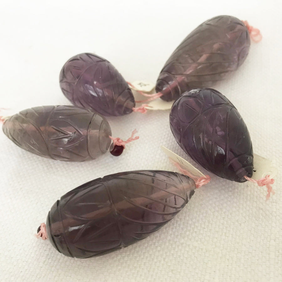 Amethyst Carved Tear Bead (AME-G075)