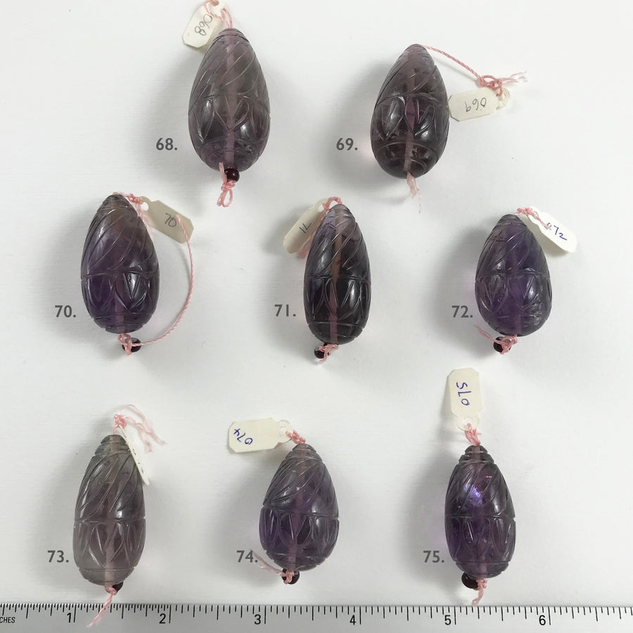 Amethyst Carved Tear Bead (AME-G075)