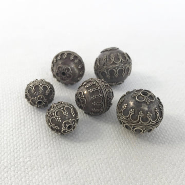 Antique Bali/India Silver Granulated Round Bead (BAS-G015)