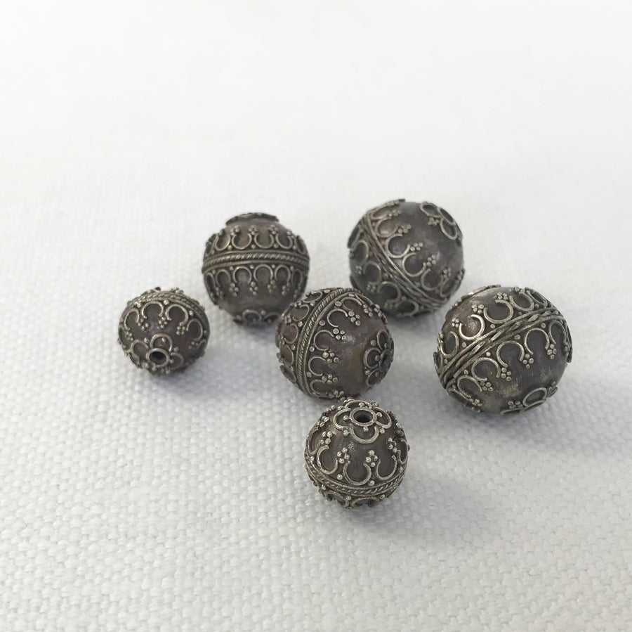 Antique Bali/India Silver Granulated Round Bead (BAS-G015)