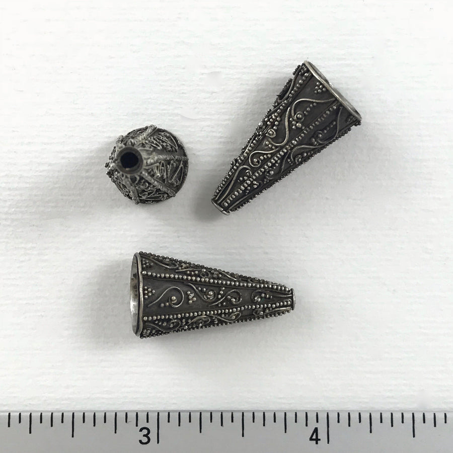 Bali/India Silver Granulated Cone Bead (BAS_028)
