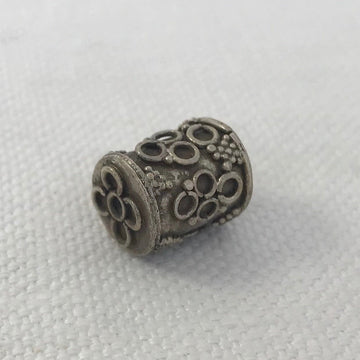 Bali/India Silver Granulated Cylinder Bead (BAS_033)
