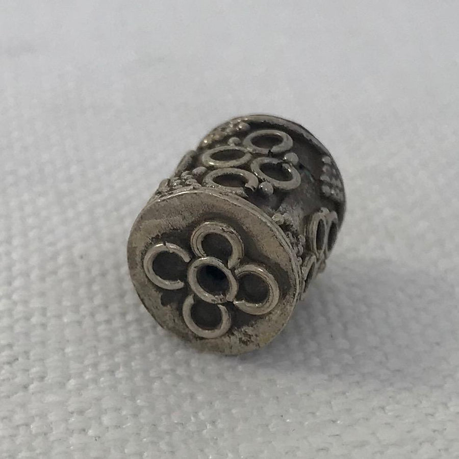 Bali/India Silver Granulated Cylinder Bead (BAS_033)