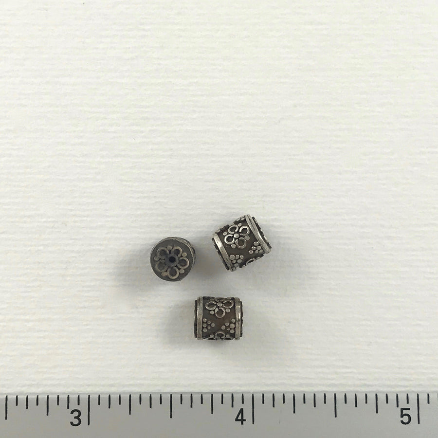 Bali/India Silver Granulated Cylinder Bead (BAS_034)