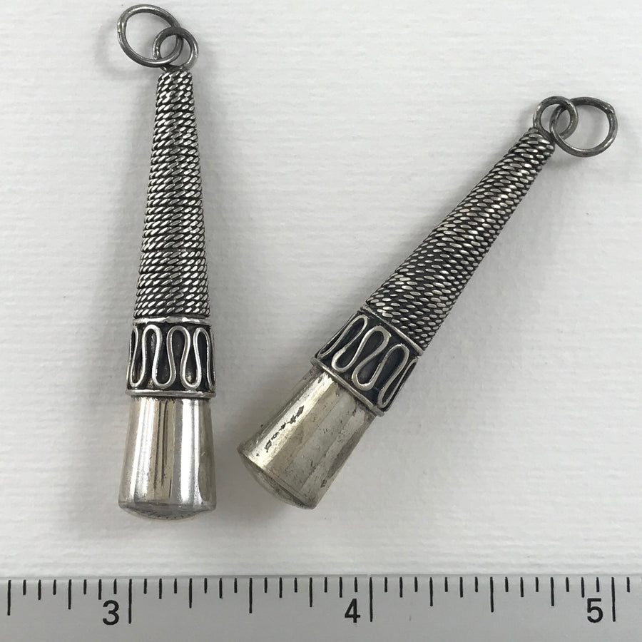 Bali/India Silver Filigree Cylinder Loose Pendant (BAS_035)