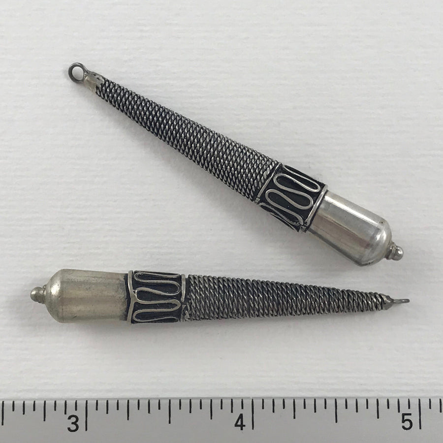 Bali/India Silver Filigree Cylinder Loose Pendant (BAS_036)
