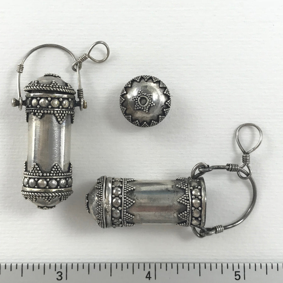 Bali/India Silver Granulated Vessel Overall Length Including Bail 65Mm Loose Pendant (BAS_039)