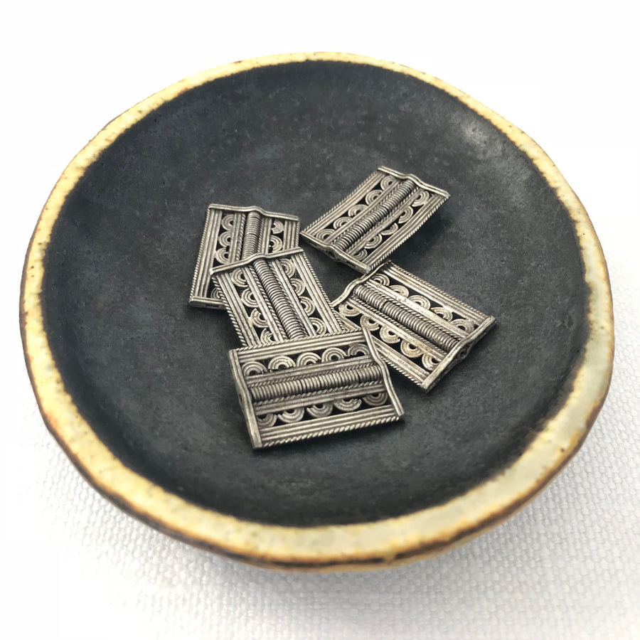 Bali/India Silver Filigree Rectangle Bead (BAS_050)