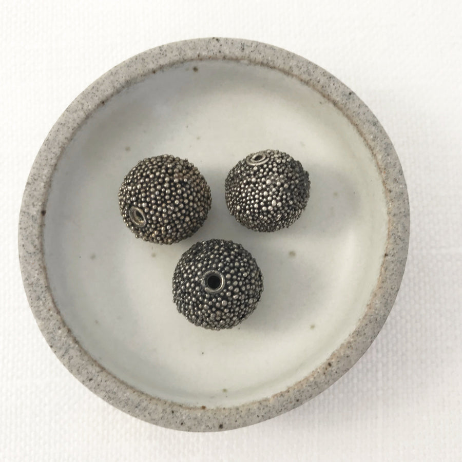 Bali/India Silver Granulated Round Bead (BAS_053)