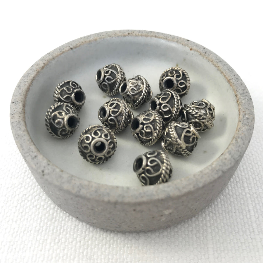 Bali/India Silver Filigree Round Bead (BAS_058)