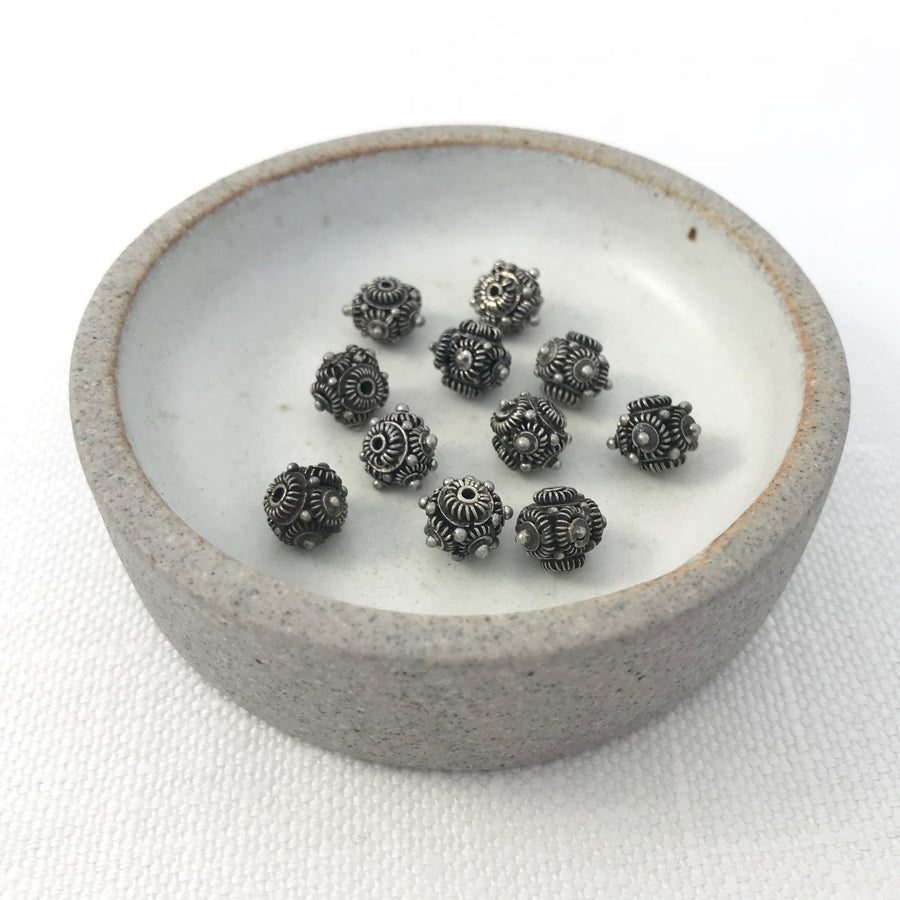 Bali/India Silver Embellished Round Bead (BAS_060)