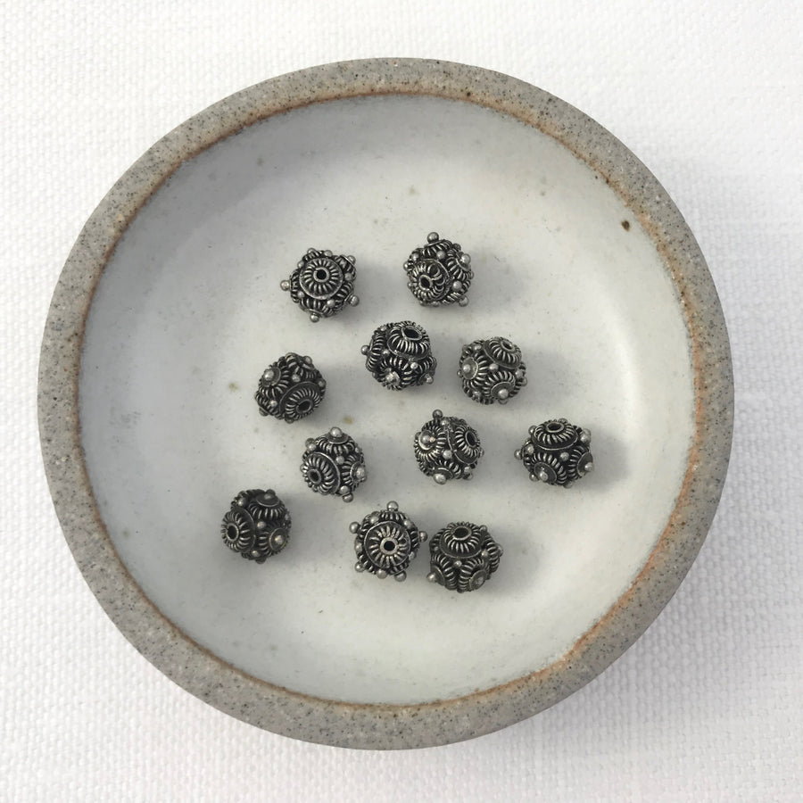 Bali/India Silver Embellished Round Bead (BAS_060)
