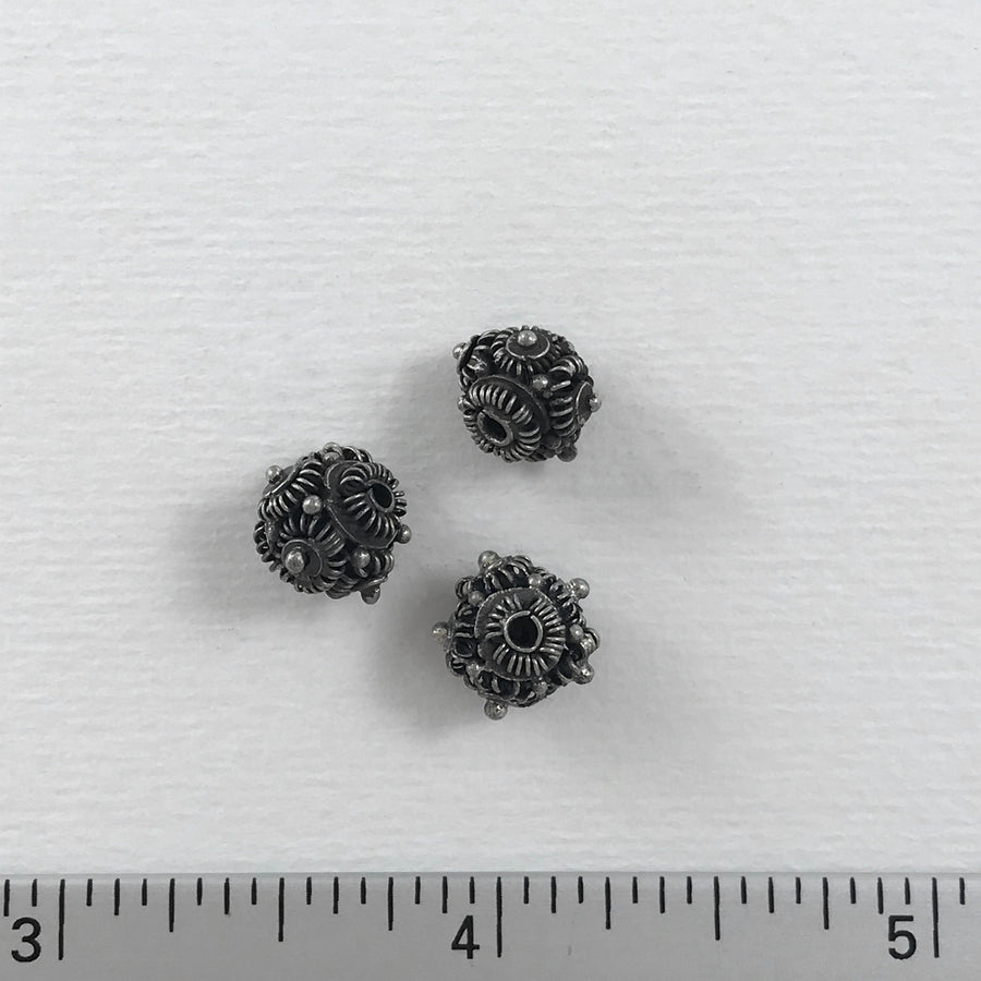 Bali/India Silver Embellished Round Bead (BAS_060)
