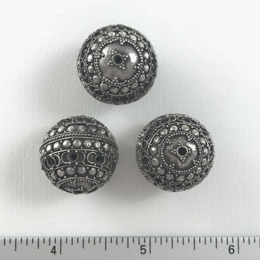 Bali/India Silver Filigree Round Bead (BAS_074)