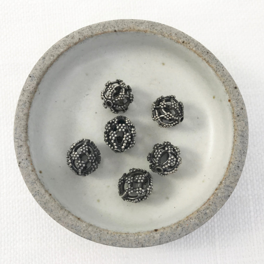 Bali/India Silver Open filigree Round Bead (BAS_087)