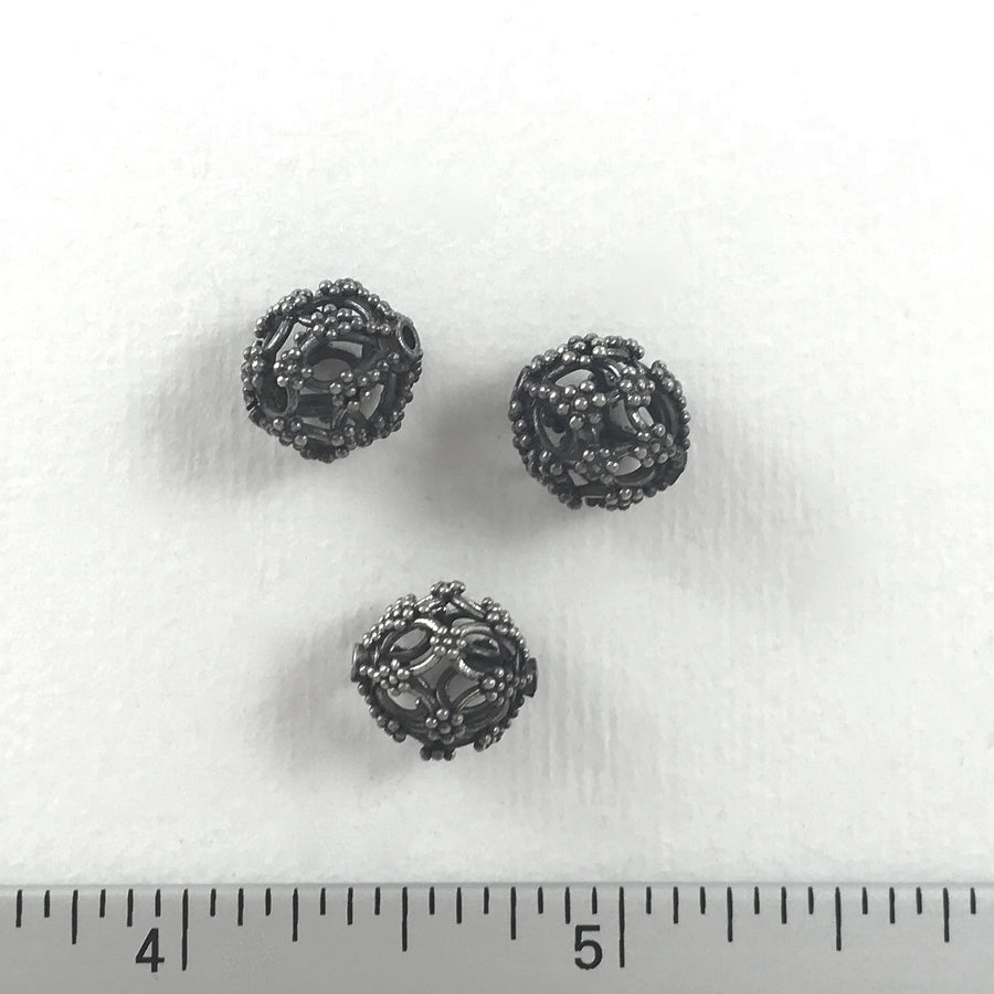 Bali/India Silver Open filigree Round Bead (BAS_087)
