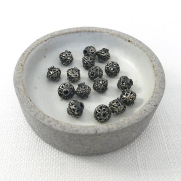 Bali/India Silver Open filigree Bicone Bead (BAS_091)