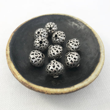 Bali/India Silver Open lattice Bicone Bead (BAS_094)