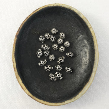 Bali/India Silver Open lattice Bicone Bead (BAS-G097)