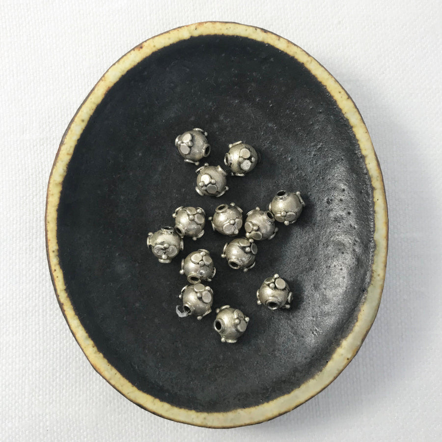 Bali/India Silver Embellished Round Bead (BAS_100)