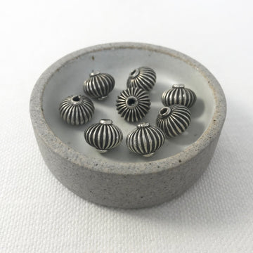 Bali/India Silver Striated Rondelle Bead (BAS_109)