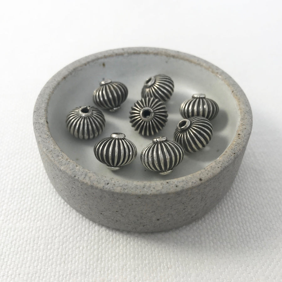Bali/India Silver Striated Rondelle Bead (BAS_109)
