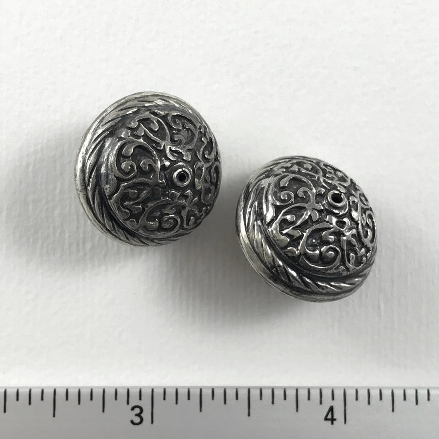 Bali/India Silver Stamped Bicone Bead (BAS_115)
