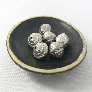 Bali/India Silver Stamped Bicone Bead (BAS_116)