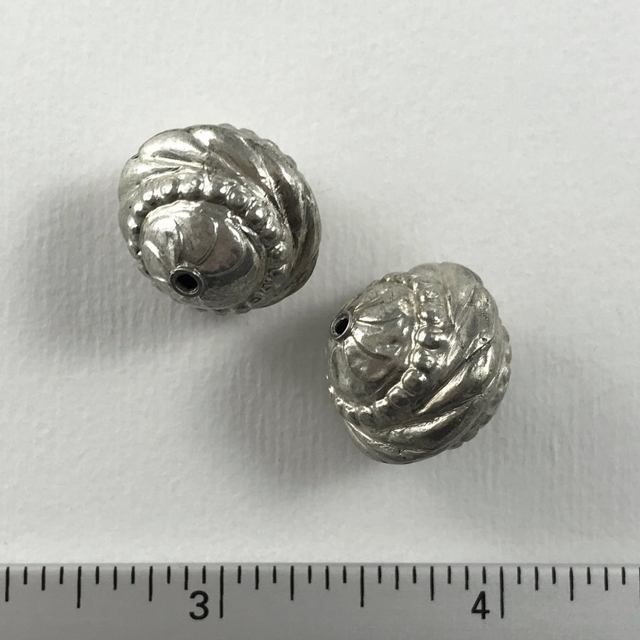 Bali/India Silver Stamped Bicone Bead (BAS_116)