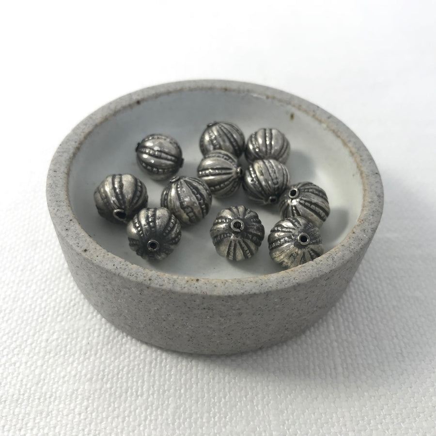 Bali/India Silver Stamped Round Bead (BAS_119)