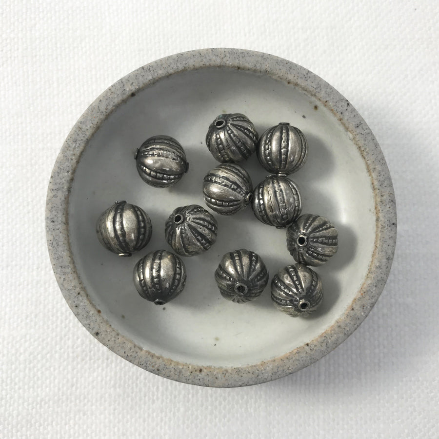 Bali/India Silver Stamped Round Bead (BAS_119)