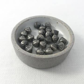 Bali/India Silver Stamped Bicone Bead (BAS_120)