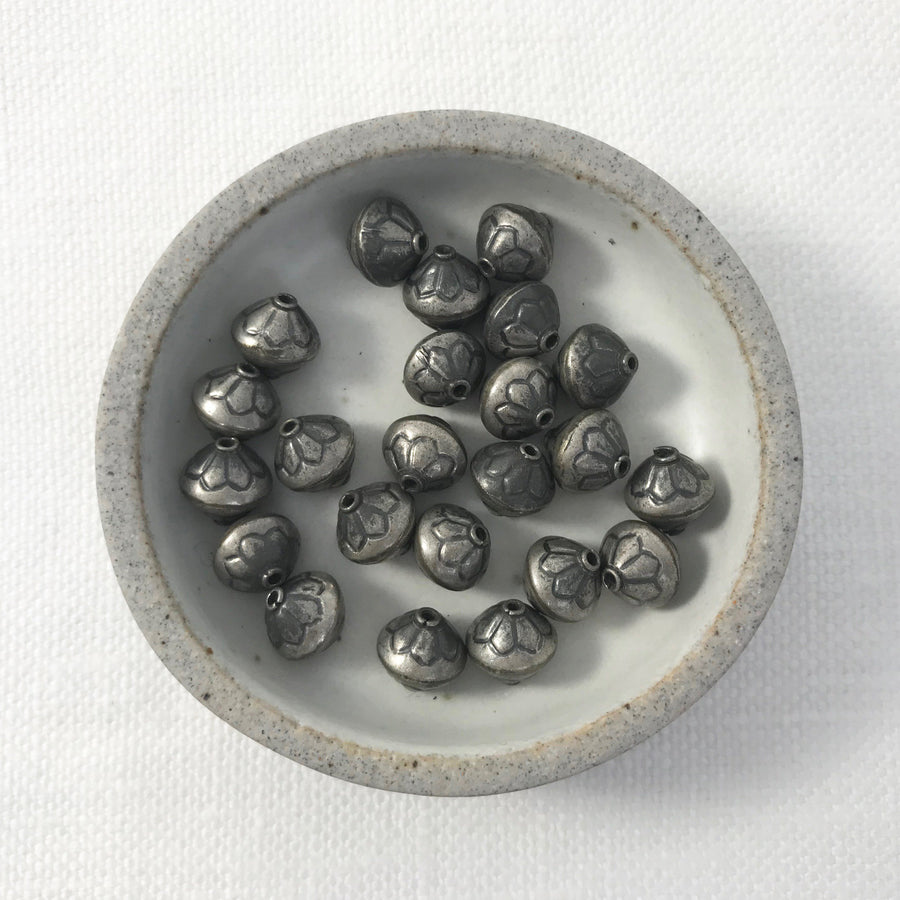 Bali/India Silver Stamped Bicone Bead (BAS_120)