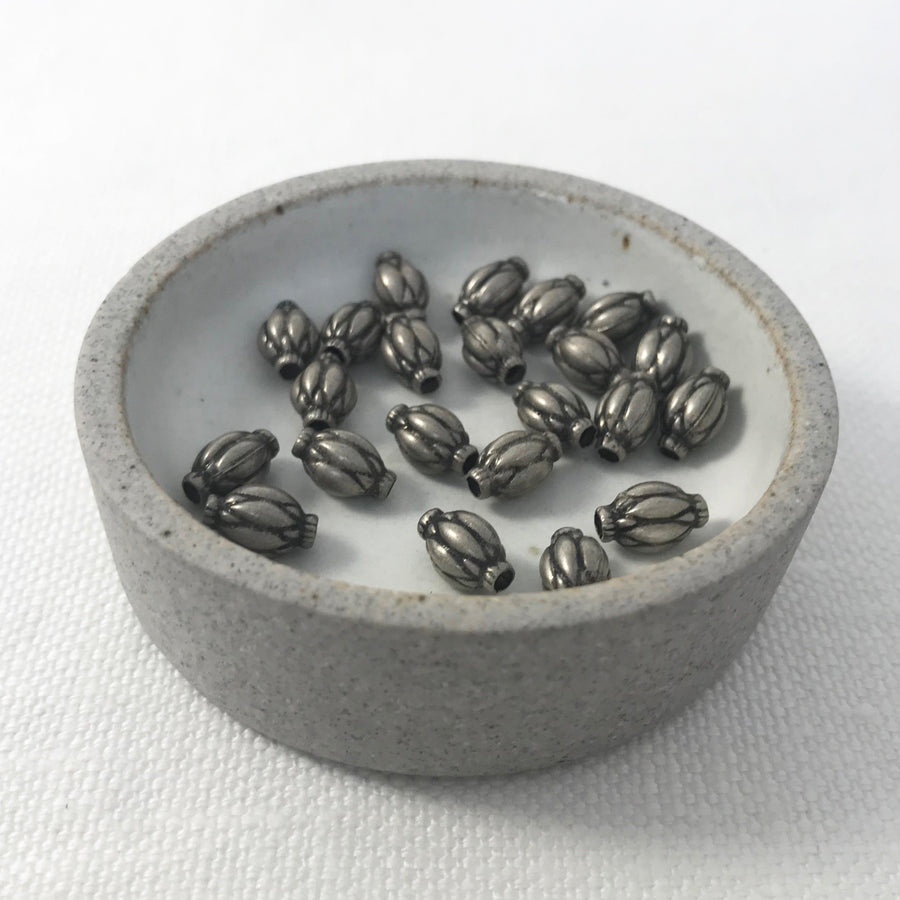 Bali/India Silver Stamped Oval Bead (BAS_121)