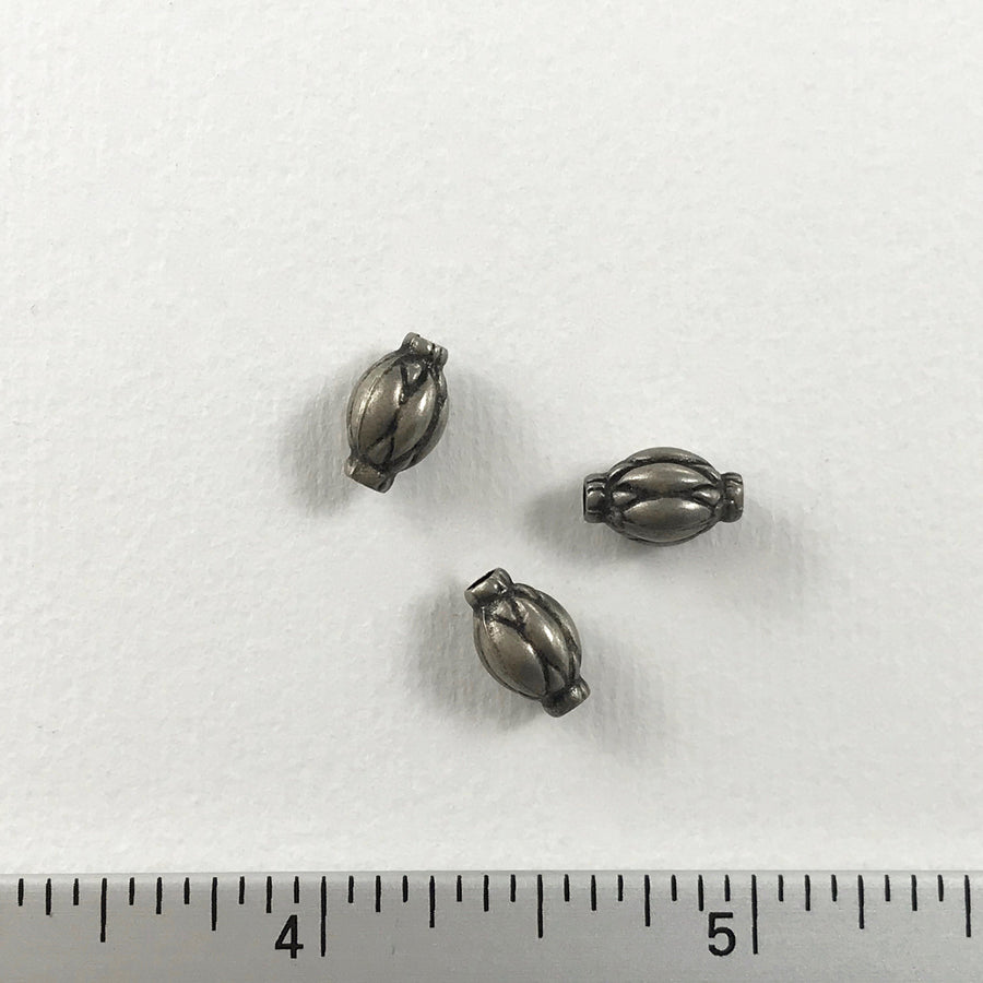 Bali/India Silver Stamped Oval Bead (BAS_121)