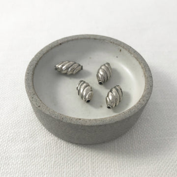 Bali/India Silver Stamped Flat oval Bead (BAS_122)